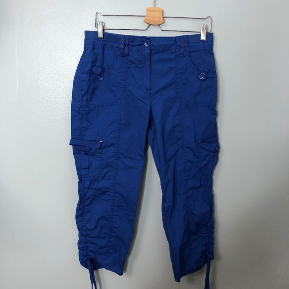 bright blue cargo pants